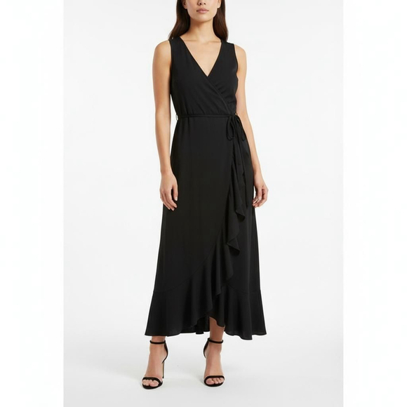 Banana Republic Dresses & Skirts - Banana Republic Black Ruffle Wrap Sleeveless Maxi Dress XS